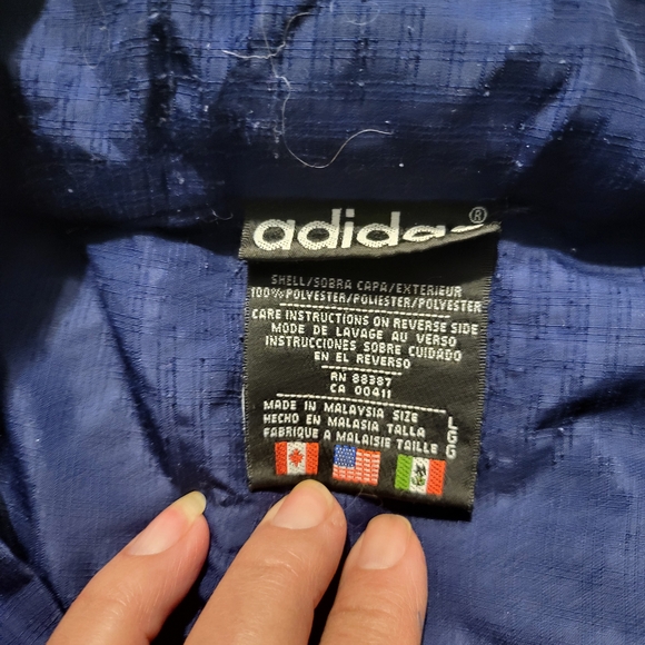 Adidas Vintage Mesh-Panel Track Jacket Navy Blue Three-Stripe Large - Picture 7 of 9